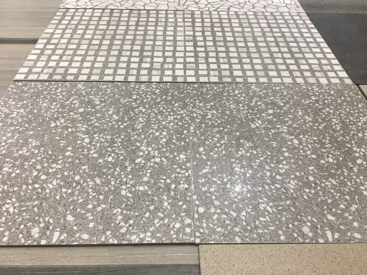 Gạch Vân Đá Mài Nền Xám Hạt Vuông Caro Carrara Terrazzo 60x60, 60x120 Rất Tinh Xảo - Ảnh 4