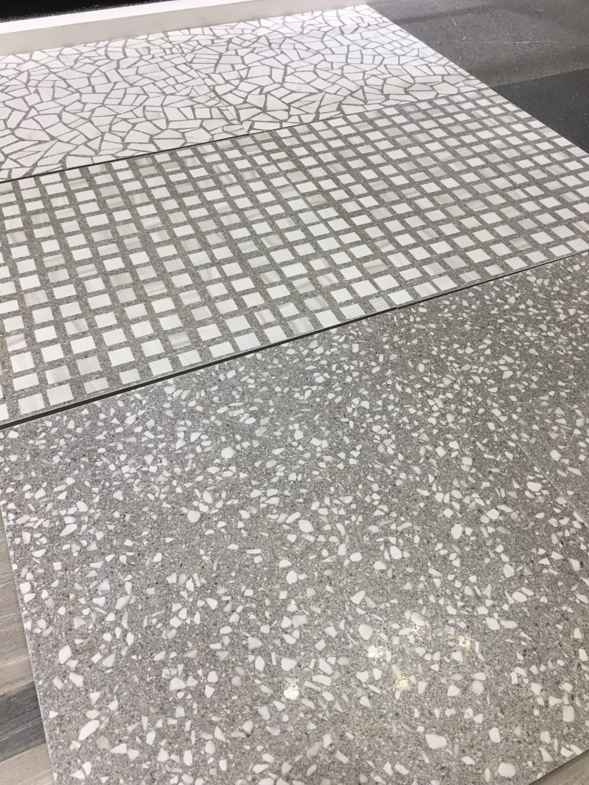 Gạch Vân Đá Mài Mặt Mờ Nền Xám Hạt Trắng Cao Cấp Nhiều Kích Thước Grey Terrazzo 6 - Ảnh 3