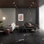 Gạch Mờ Nhám Nhẹ Vân Đá Marble Áo Nền Đen Vân Trắng Pannoia Black 30x60, 60x60, 60x120 - Ảnh 2