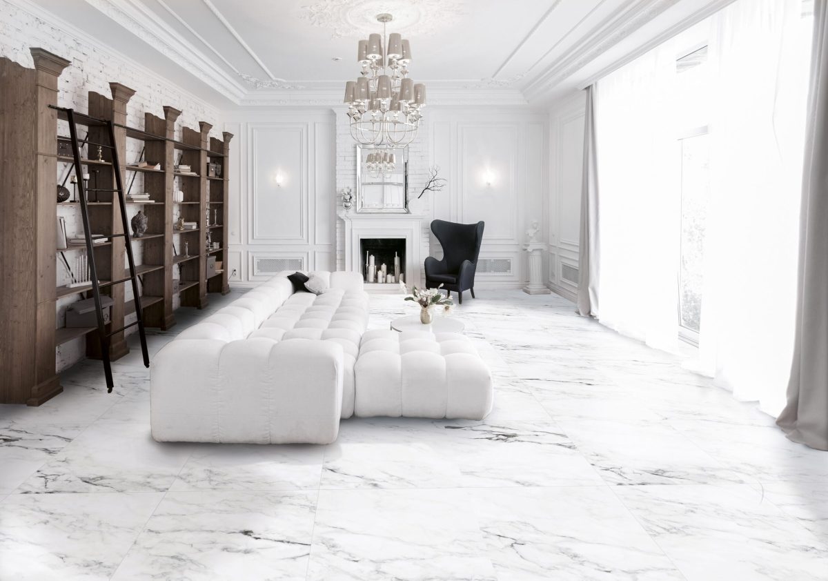 Gạch 60x60cm Bóng Thiết Kế Đá Marble Trắng Renoire Vân Đen 12 Mặt Ngẫu Nhiên 60REMA-G - Ảnh 4