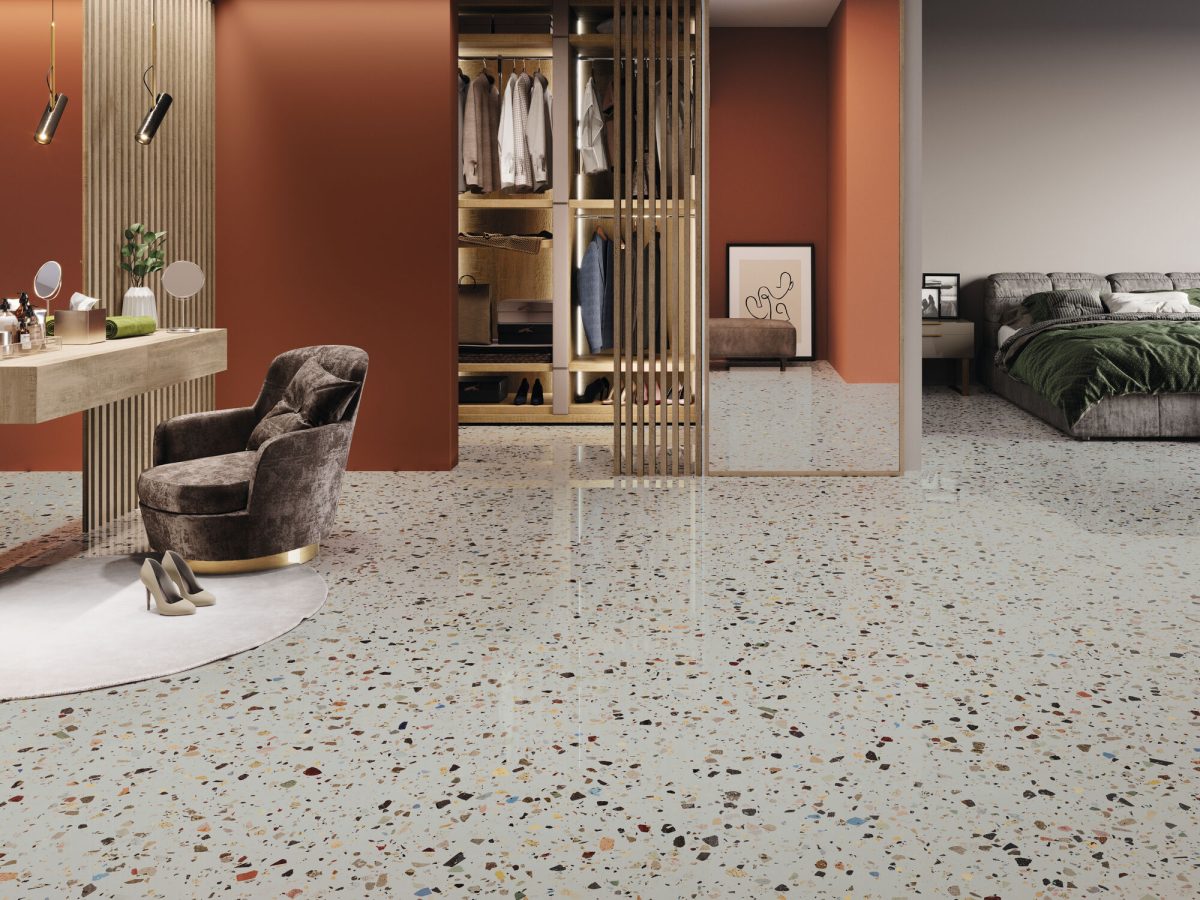 Gạch Đá Mài Tây Ban Nha Mặt Bóng Truyền Thống Chip Đá Quý Gemstone Terrazzo 60x120cm, 120x120cm - Ảnh 5