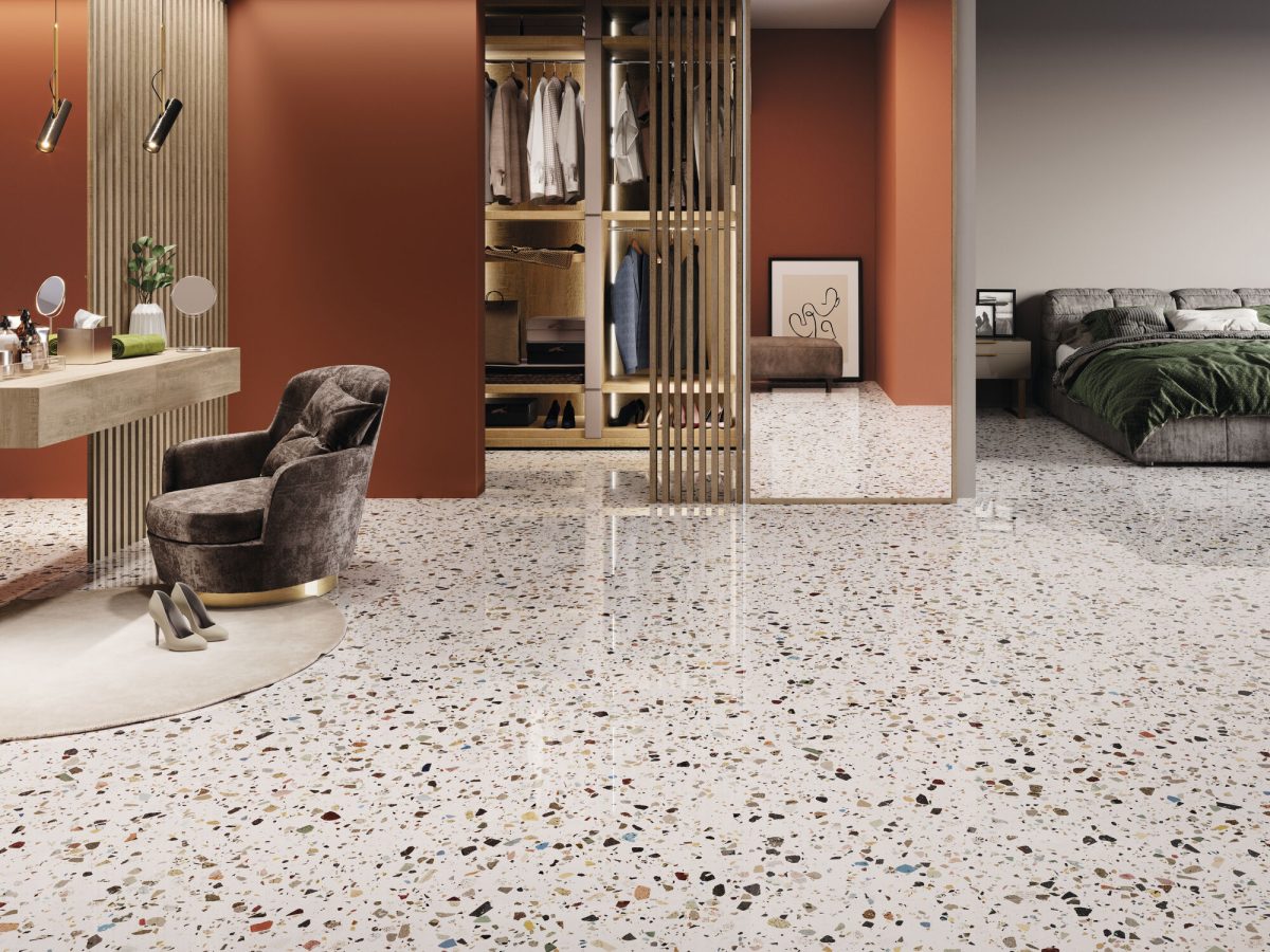 Gạch Đá Mài Tây Ban Nha Mặt Bóng Truyền Thống Chip Đá Quý Gemstone Terrazzo 60x120cm, 120x120cm - Ảnh 7