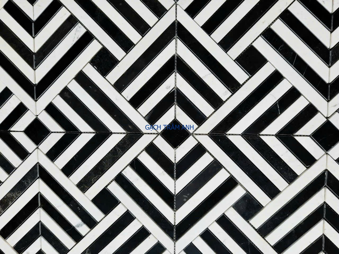 VATLIEUTHEGIOI.COM MOSAIC TRẮNG ĐEN TRANG TRÍ TẢNGAM GHÉP HÌNH (2) Mosaic Đá Trắng Đen Hình Tangram – Nghệ Thuật Hình Học Gây Mê Mẩn Mọi Không Gian - Ảnh 1