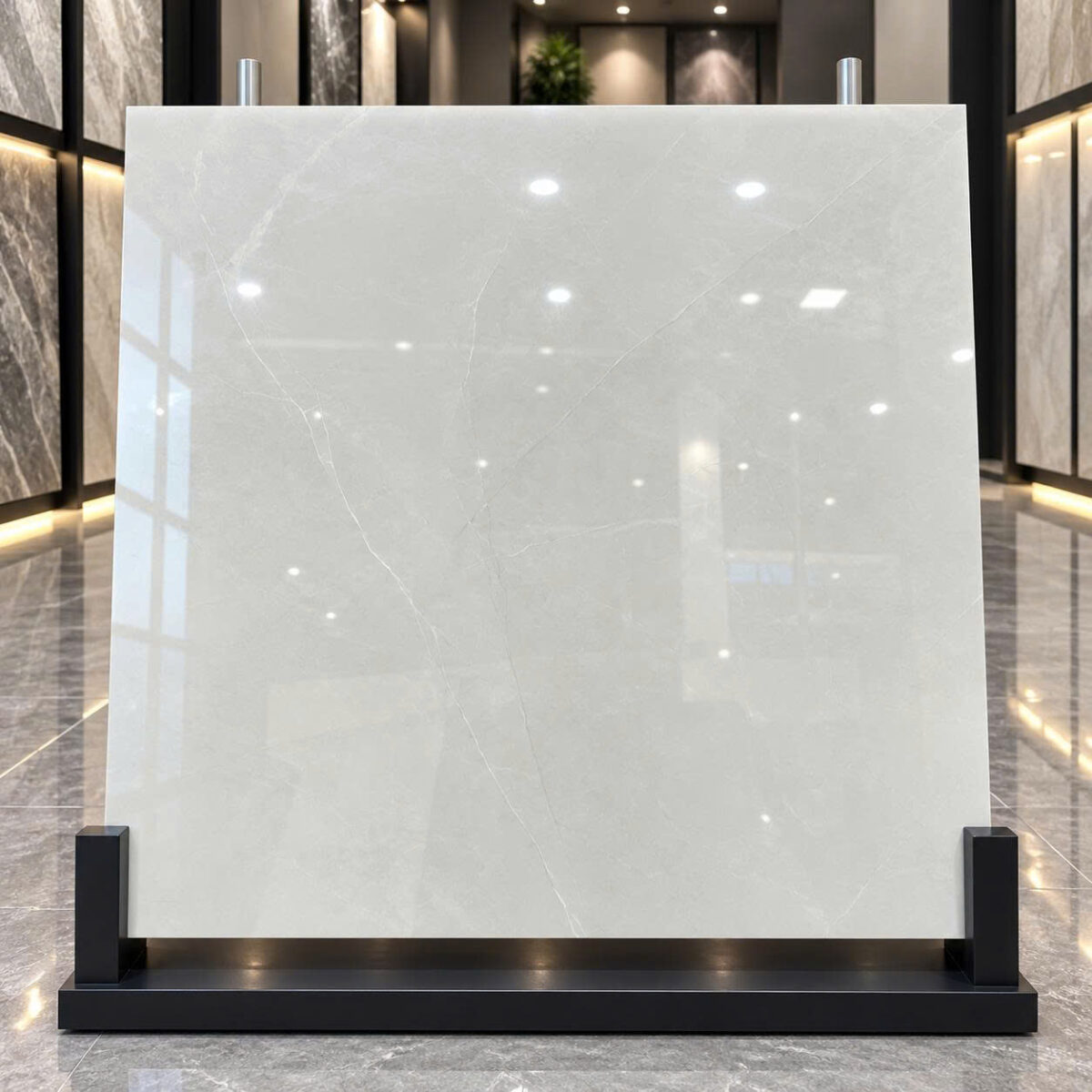 Gạch bóng lát sàn nhập khẩu cao cấp 100x100cm vân đá cẩm thạch marble kem xám trắng - Ảnh 13