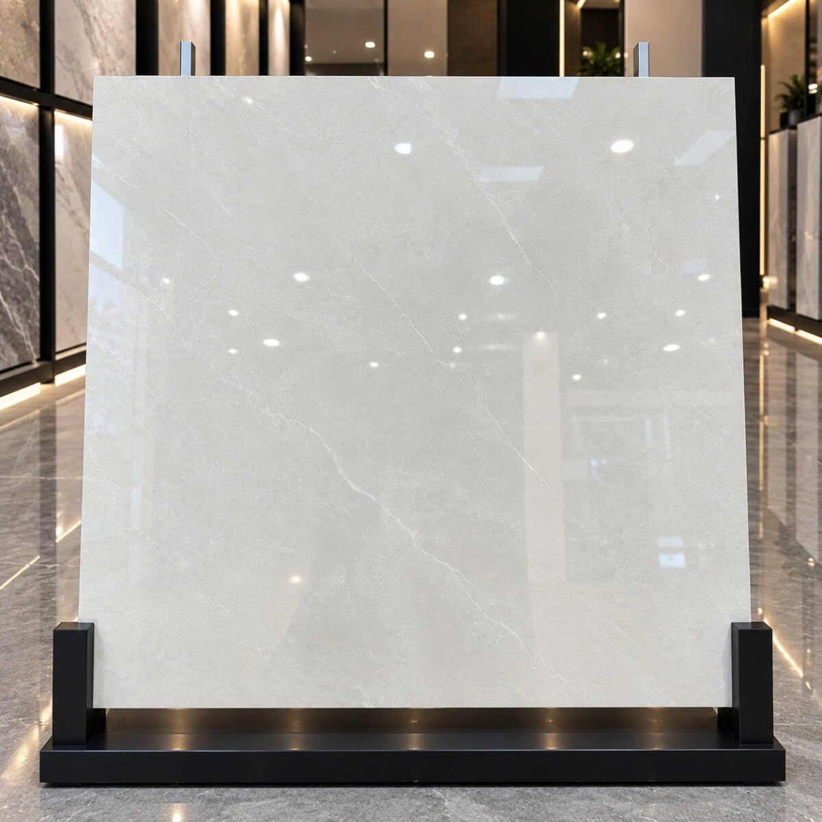 Gạch bóng lát sàn nhập khẩu cao cấp 100x100cm vân đá cẩm thạch marble kem xám trắng - Ảnh 7