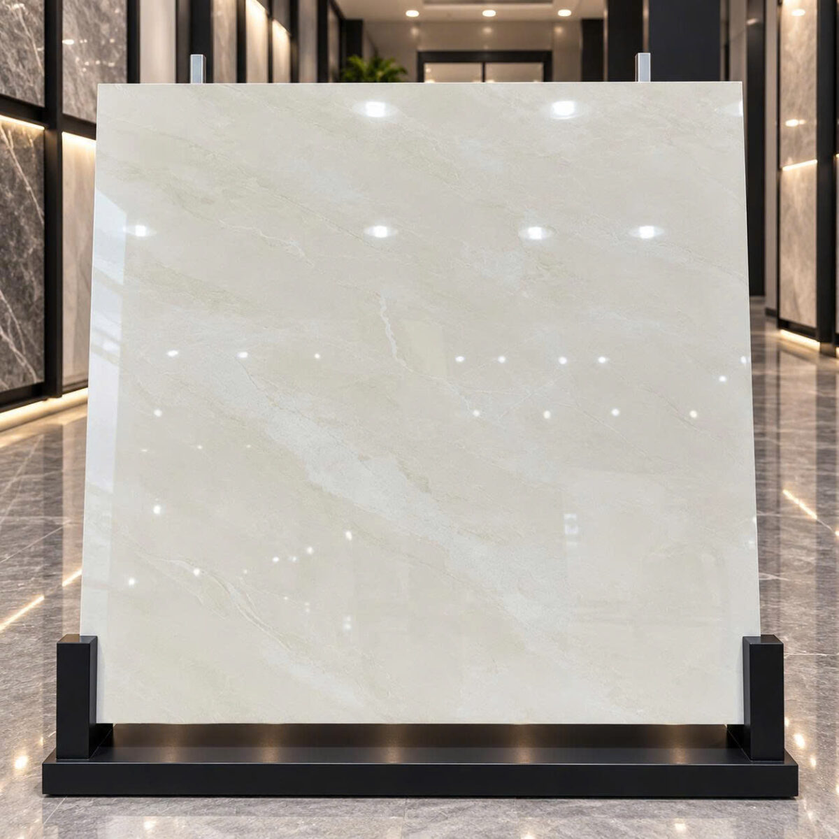 Gạch bóng lát sàn nhập khẩu cao cấp 100x100cm vân đá cẩm thạch marble kem xám trắng - Ảnh 8